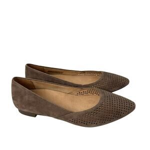 Vionic Posey Flats Womens Size 8 Brown Suede Pointed Toe Comfort Shoes